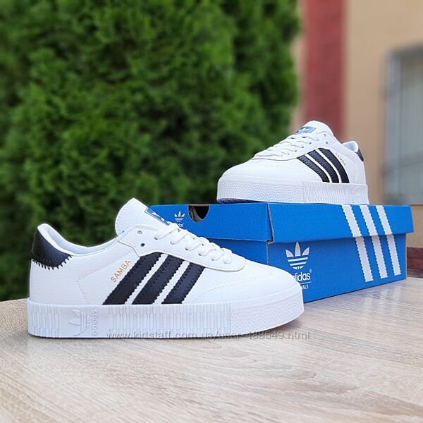Кросівки жіночі Adidas Samba, білі з чорним
