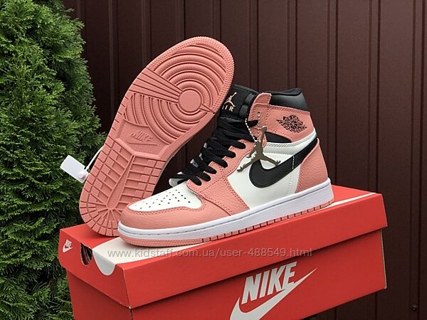 Кросівки Nike Air Jordan 1 Retro High OG, рожеві з білим 36-41