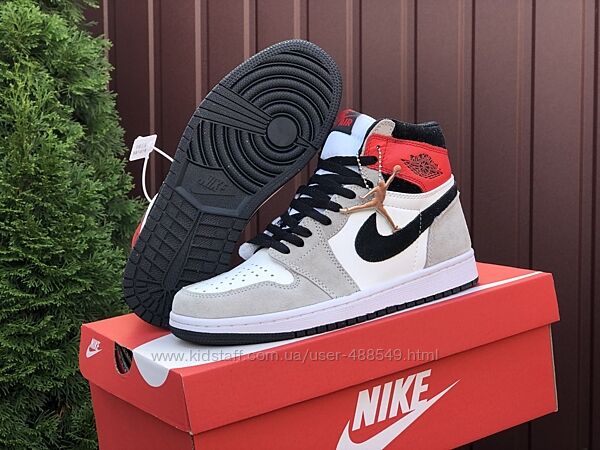 Кросівки жіночі Nike Air Jordan 1 Retro High OG , сірі з білим 36-41