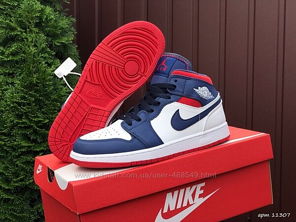 Кросівки Nike air Jordan 1, сині з білим