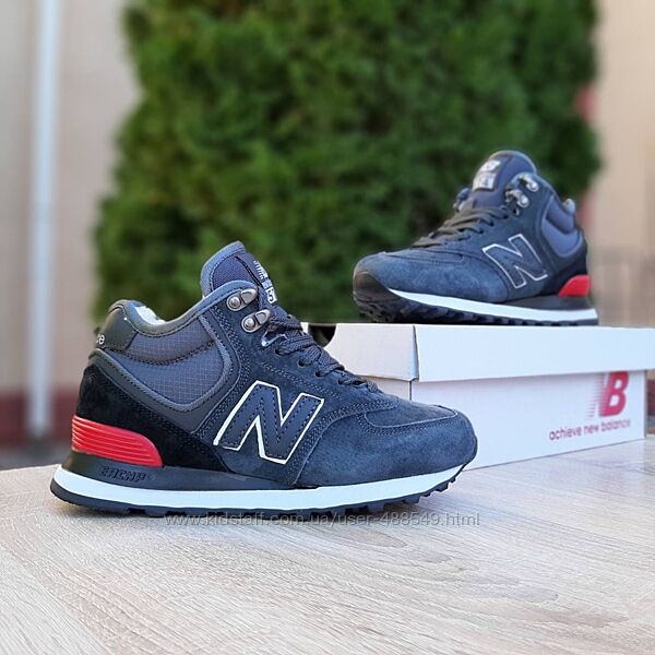 Зимові кросівки високі New Balance 574, сірі, замш