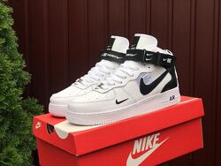 Кросівки високі Nike Air Force, білі з чорним