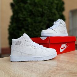 Кросівки жіночі високі Nike Air Jordan,  білі 36-41р