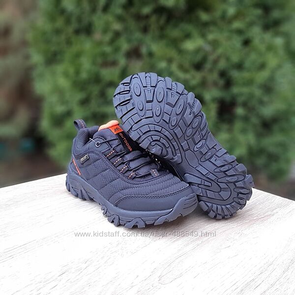 Зимові термо ботінки Supo OUTDOOR, чорні з оранжевим