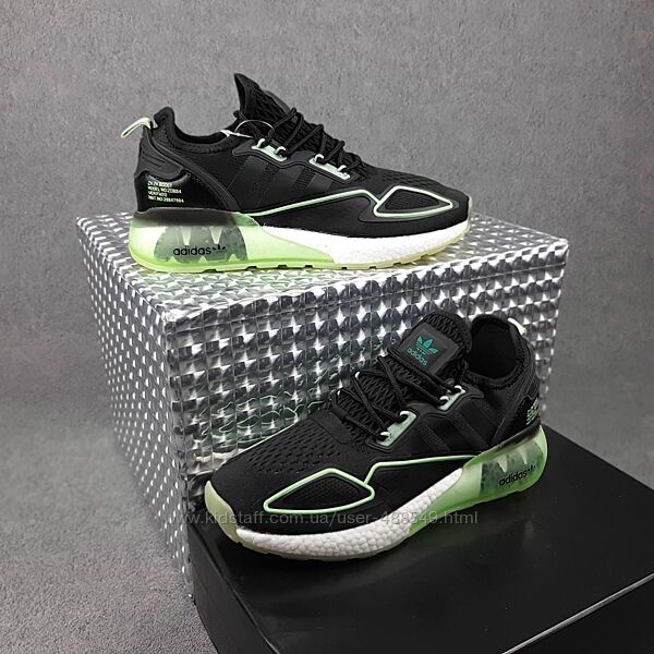 Кросівки чоловічі Adidas ZX 2K, чорні з салатовим