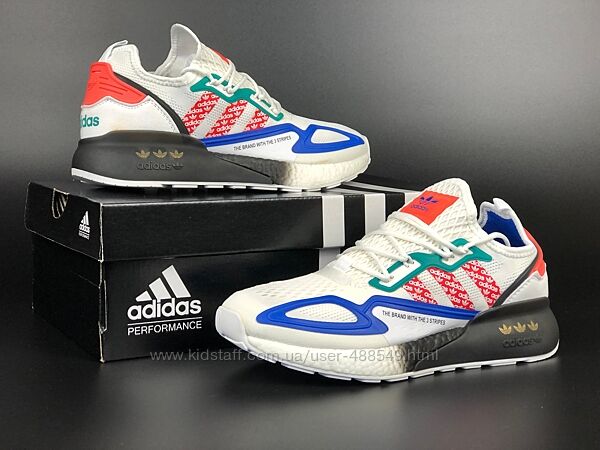 Кросівки Adidas Zx 2K Boost 2.0, білі з синім 36-41р