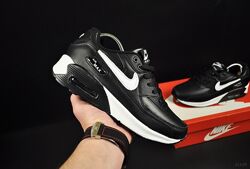 Кросівки підліткові Nike Air Max 90, чорні з білим, шкіра