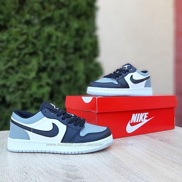 Кросівки Nike Air Jordan 1 low, білі з чорним, сірим 36-41р