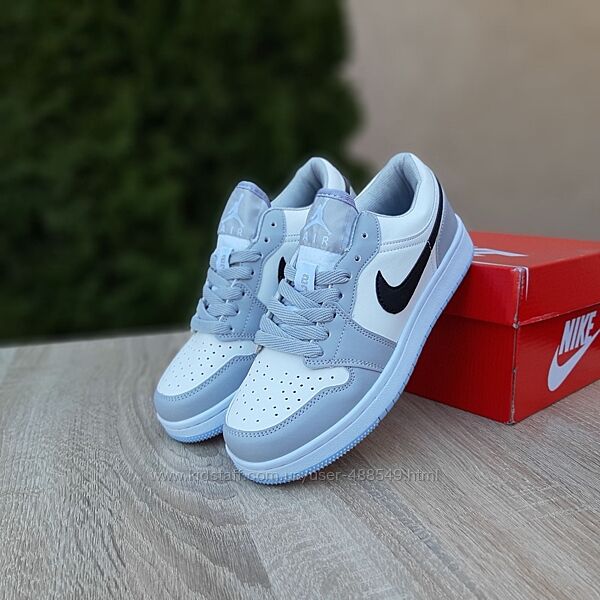 Кросівки Nike Air Jordan 1 low, сірі з білим 36-41р