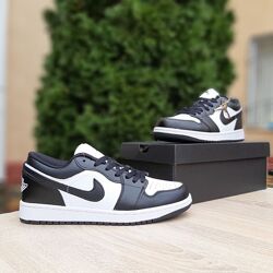 Кросівки чоловічі Nike Air Jordan 1 low, чорні з білим, шкіра