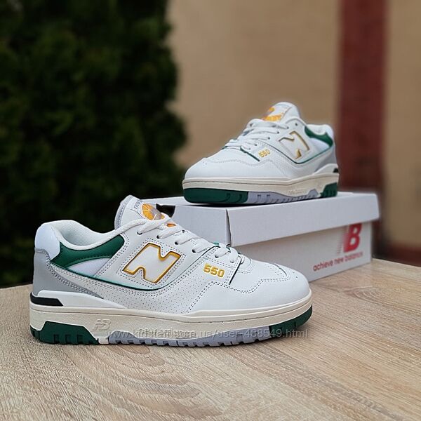 Кросівки чоловічі New Balance 550 білі з зелений