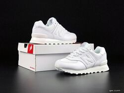 Кросівки жіночі New Balance 574, білі, шкіра/текстиль