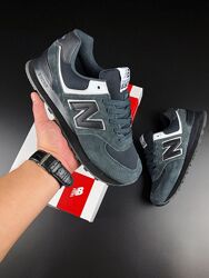 Кросівки жіночі New Balance 574, темно сірі, замш/текстиль, 36-41р