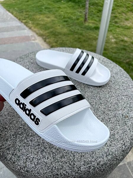 Шльопанці чоловічі Adidas білі, 40-46р, шкарпетки у подарунок