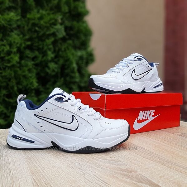 Кросівки чоловічі Nike Air Monarch білі з синім