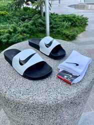 Шльопанці чоловічі Nike black/white , 40-46р, шкарпетки у подарунок