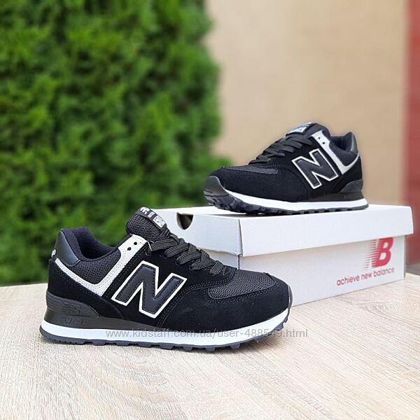 Кросівки жіночі New Balance 574 , чорні замш/текстиль