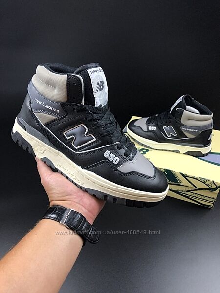 Кросівки високі New Balance 650, чорні з сірим, шкіра