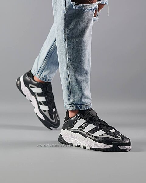 Кросівки чоловічі Adidas Niteball  Black White Leather