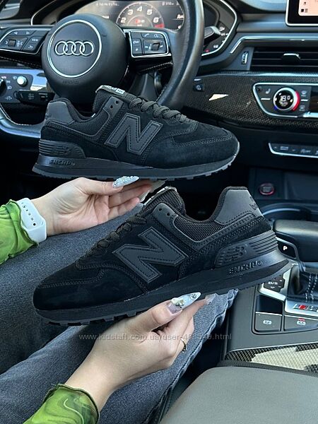 Кросівки жіночі New Balance 574 Premium Black, натур. замш