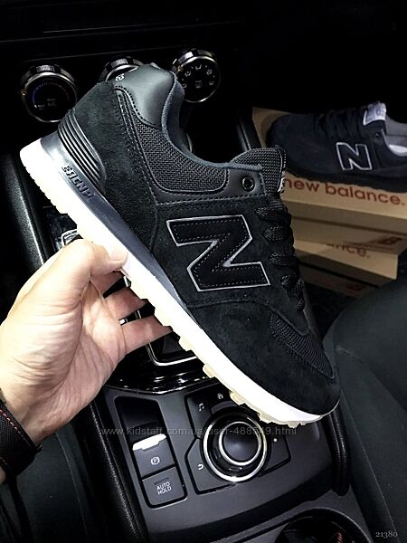 Кросівки чоловічі New Balance 574 чорні натур замша