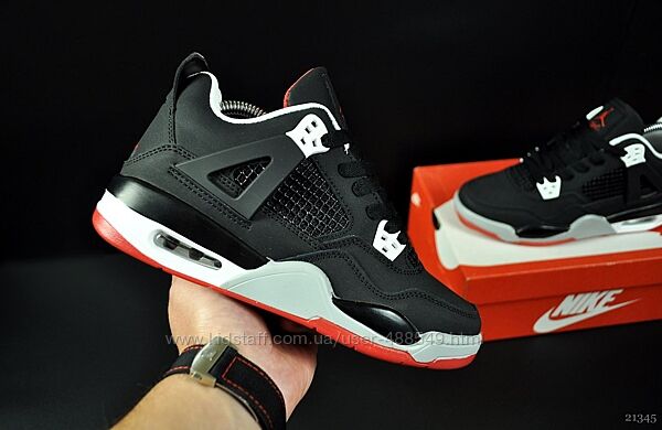 Кросівки Nike Air Jordan Retro 4, чорні з червоним 36-41р