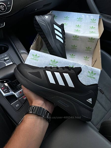 Зимові чоловічі кросівки Adidas Cloudfoam Termo black white на флісі