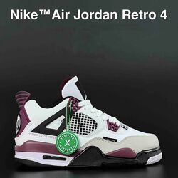 Кросівки чоловічі Nike Air Jordan 4 Retro , білі з бордовим