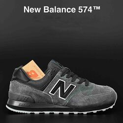 Кросівки чоловічі New Balance 574 темно сірі замш