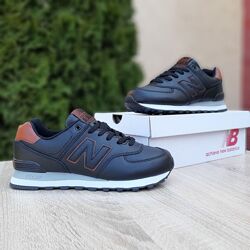 Кросівки чоловічі New Balance 574 black шкіра