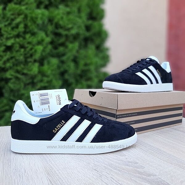 Кросівки чоловічі Adidas Gazelle чорні з білим замша