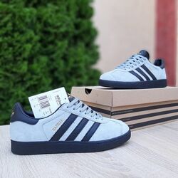 Кросівки чоловічі Adidas Gazelle сірі на чорній замша