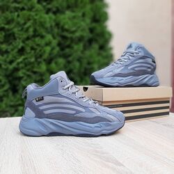 Зимові кросівки на меху Adidas Yeezy Boost 700 високі сірі