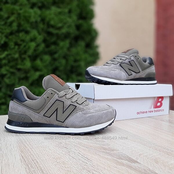 Кросівки чоловічі New Balance 574 хакі замша