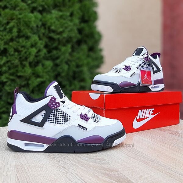 Зимові чоловічі кросівки Nike Air Jordan 4 Retro white/purple