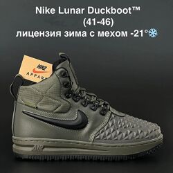 Зимові кросівки Nike Lunar Force 1 Duckboot  з хутром khaki