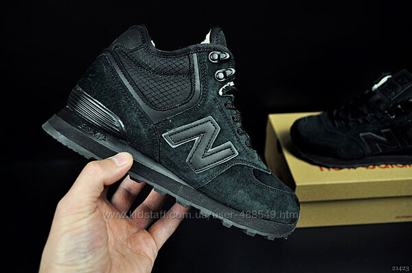 Зимові кросівки з хутром New Balance 574, чорні, замш
