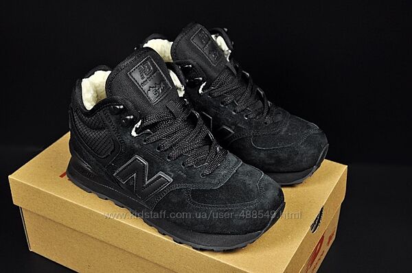 Зимові кросівки з хутром New Balance 574, чорні, замш