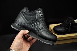 Зимові кросівки з хутром New Balance 574, чорні, шкіра