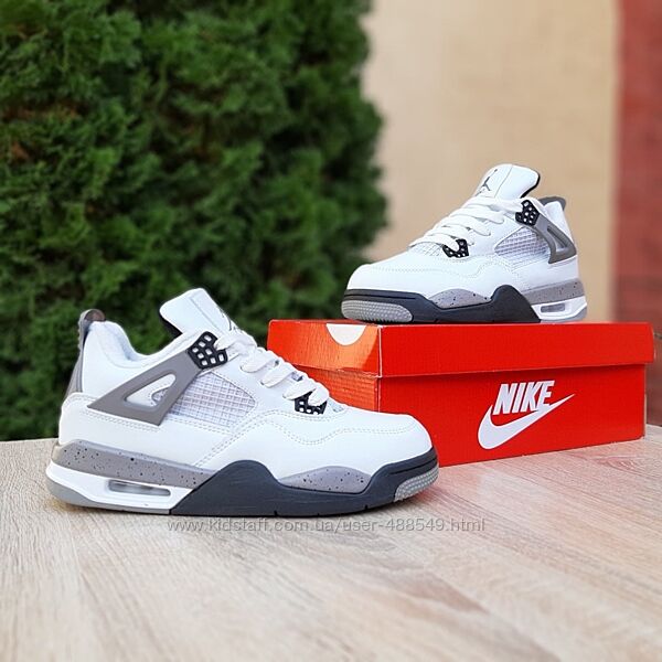 Зимові кросівки з хутром Nike Air Jordan 4 Retro, білі з сірим