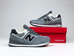 Зимові жіночі кросівки з хутром New Balance 574 , сірі, замша