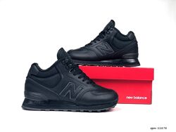 Зимові черевики New Balance 574 чорні, шкіра, хутро