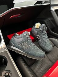 Зимові чоловічі кросівки New Balance 574 Dark grey Fur з хутром