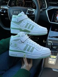 Зимові жіночі кросівки Adidas Originals Forum 84 High white olive, з хутром