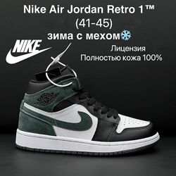 Зимові чоловічі кросівки з хутром Nike Air Jordan, чорні з зеленим