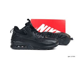 Зимові чоловічі кросівки з хутром Nike Air Max 90 Surplus чорні, шкіра