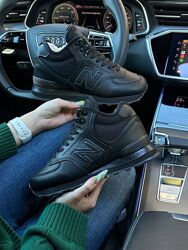 Зимові черевики кросівки New Balance 574 High black leather fur 