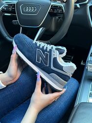 Зимові кросівки з хутром New Balance 574 blue, замша