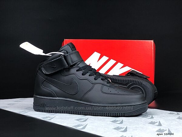 Зимові кросівки з хутром Nike Air Force  чорні, шкіра 36-41 