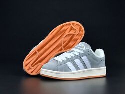 Зимові жіночі кросівки з хутром Adidas Campus сірий, замша